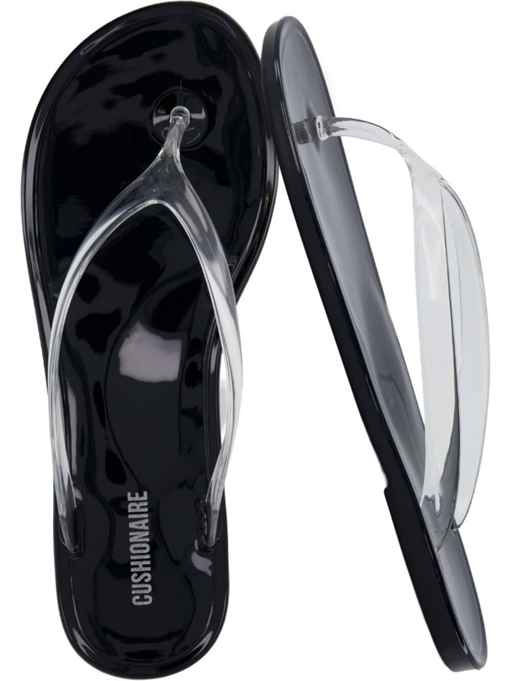Women's Black Splash Jelly Flip Flops With Flexible Sole Glossy Summer Casual